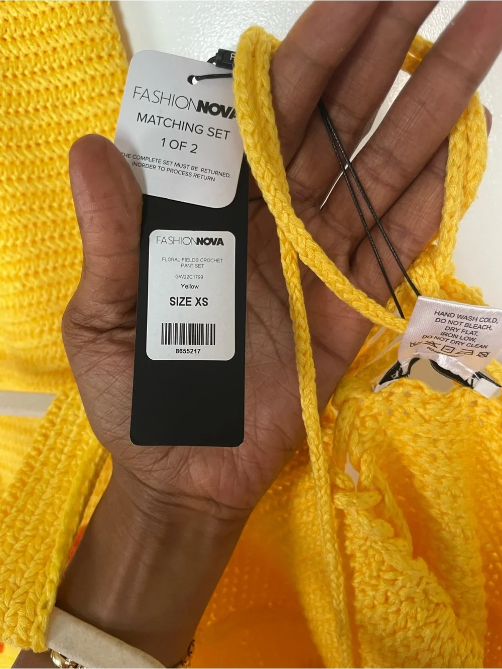 Fashion Nova Yellow Crochet Matching Set